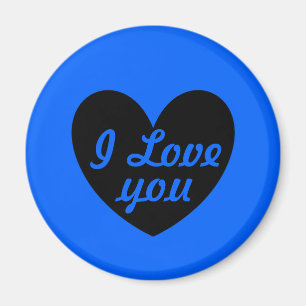 Imã "Eu te amo" coração negro em azul