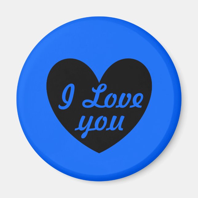Imã "Eu te amo" coração negro em azul (Frente)