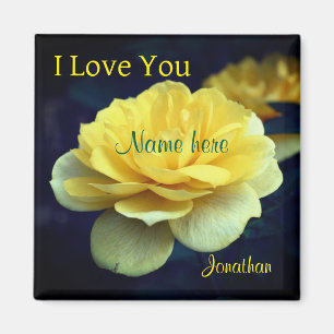 Imã Eu Te Amo Flor Rosa Amarelo Personalizado
