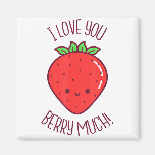 Imã Eu Te Amo Muito Kawaii Morango Dia dos Namorados