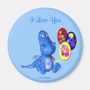 Imã Eu te amo o dragão azul Balloons o ímã
