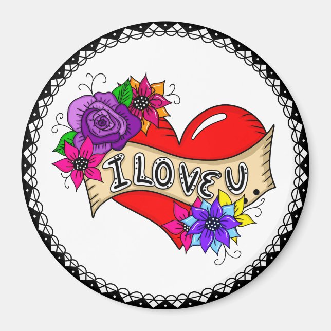 Imã Eu Te Amo | Tatuagem Cardíaca Personalizada (Frente)