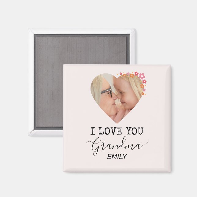 Imã Eu Te Amo Vovó | Ímã de Foto Personalizado (Front/Back)