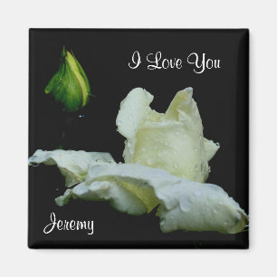 Imã Eu Te Amo White Rosebud Personalizado