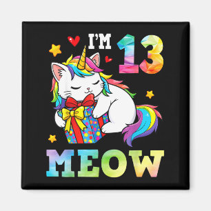 Imã Eu Tenho 13 Anos de Idade Gato Unicórnio Meow Aniv