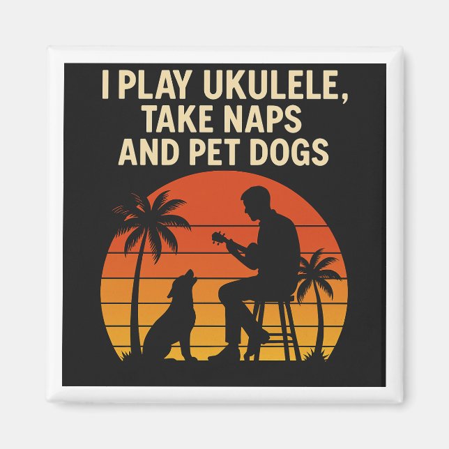 Imã Eu toco ukulele - ímã (Frente)