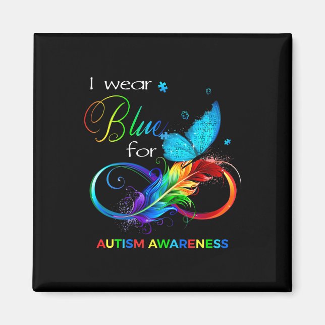 Imã Eu Uso Azul Para o Mês de Conscientização do Autis (Frente)