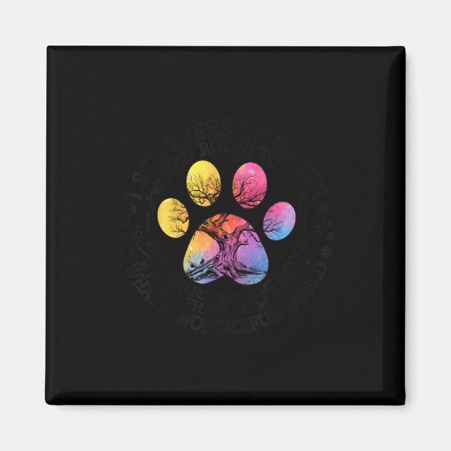 Imã Eu Vejo Árvores Rosas vermelhas Verdes Maravilhosa (Frente)