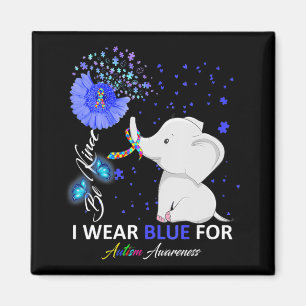 Imã Eu Visto Autismo Azul Sensibilização Elefante Auti