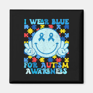 Imã Eu Visto Azul Para A Consciência Autista Mês Homen
