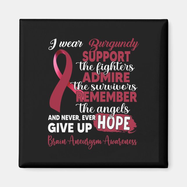 Imã Eu Visto Burgundy Support Fighters Brain Aneurysm  (Frente)