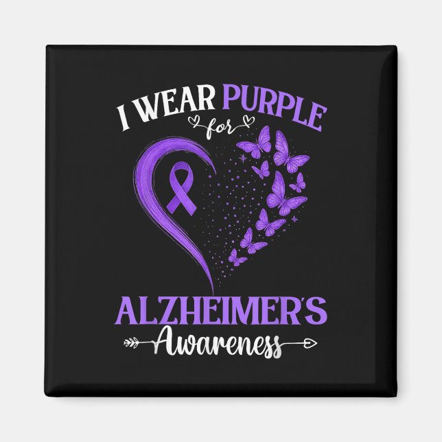 Imã Eu Visto Roxo Para Awarenes De Heimers De Borbolet (Frente)