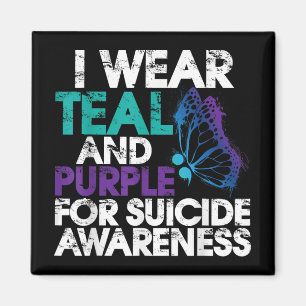 Imã Eu Visto Teal E Roxo Apoio À Consciência Do Suicíd