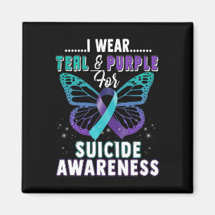 Imã Eu Visto Teal e Roxo Apoio à Consciência do Suicíd