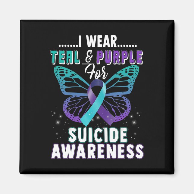 Imã Eu Visto Teal e Roxo Apoio à Consciência do Suicíd (Frente)