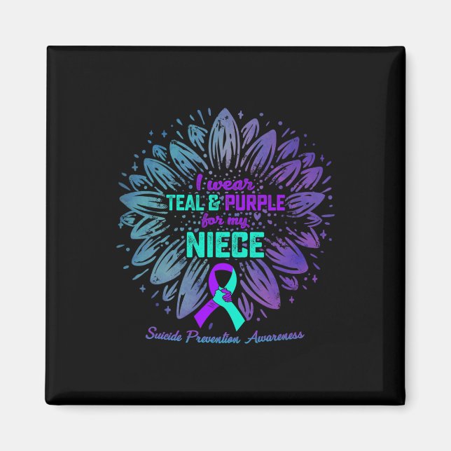 Imã Eu Visto Teal E Roxo Para A Prevenção De Suicídio  (Frente)