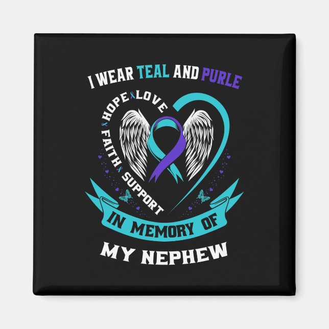 Imã Eu Visto Teal E Roxo Para Meu Sobrinho Suicida (Frente)