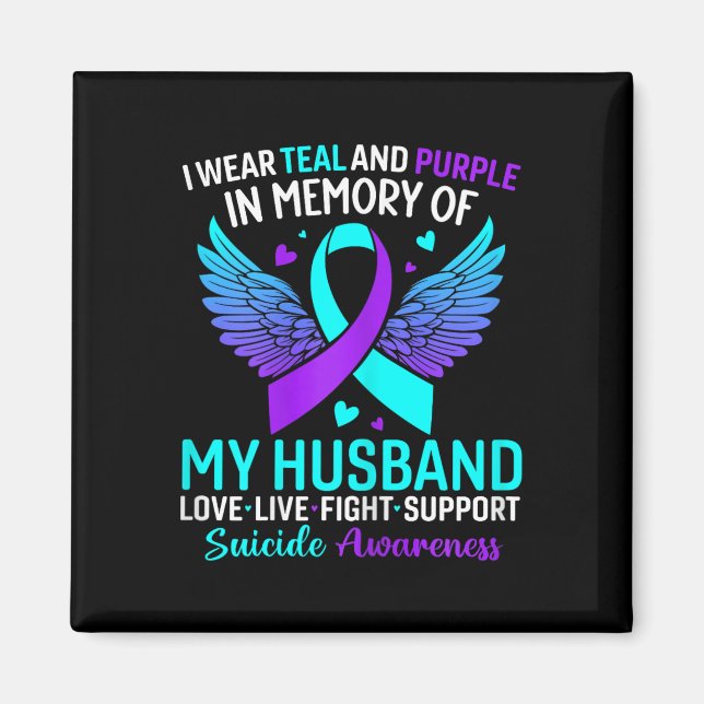Imã Eu Visto Teal E Roxo Para O Meu Marido. (Frente)
