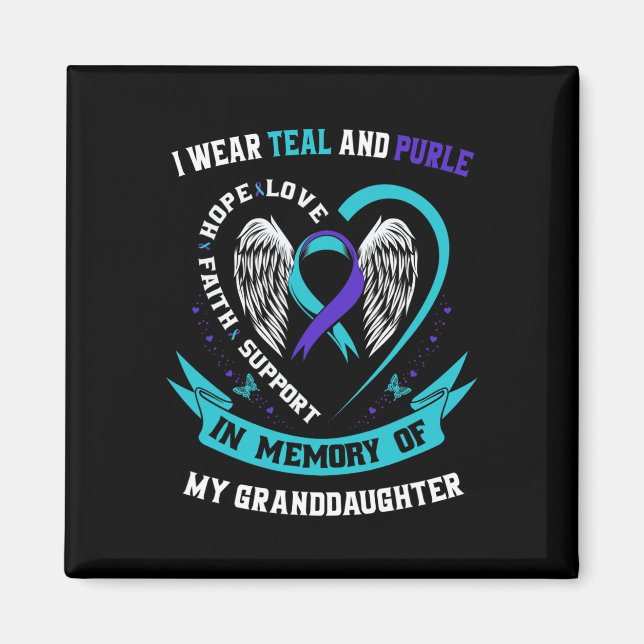 Imã Eu Visto Teal E Roxo Para O Suicídio Da Neta A (Frente)