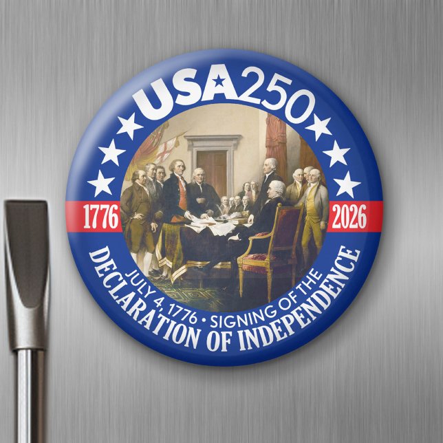 Imã EUA 250 - 1776-2026 - Declaração de independência (USA 250 - Celebrate America - American Revolution 250 Magnet)