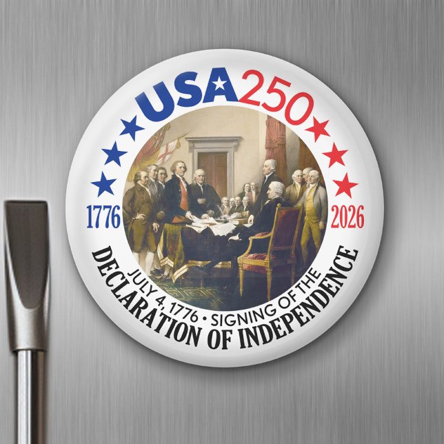 Imã EUA 250 - 1776-2026 - Declaração de independência (USA 250 - Celebrate America - American Revolution 250 Magnet)
