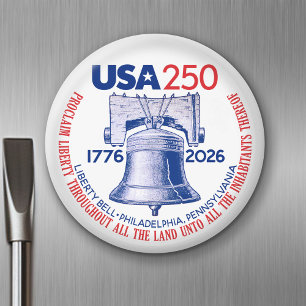 Imã EUA 250 - 1776-2026 - Liberty Bell Red White Blue