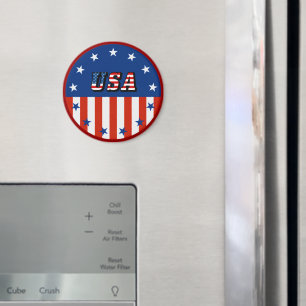 Imã EUA - Bandeira Americana e Estrelas em Círculo