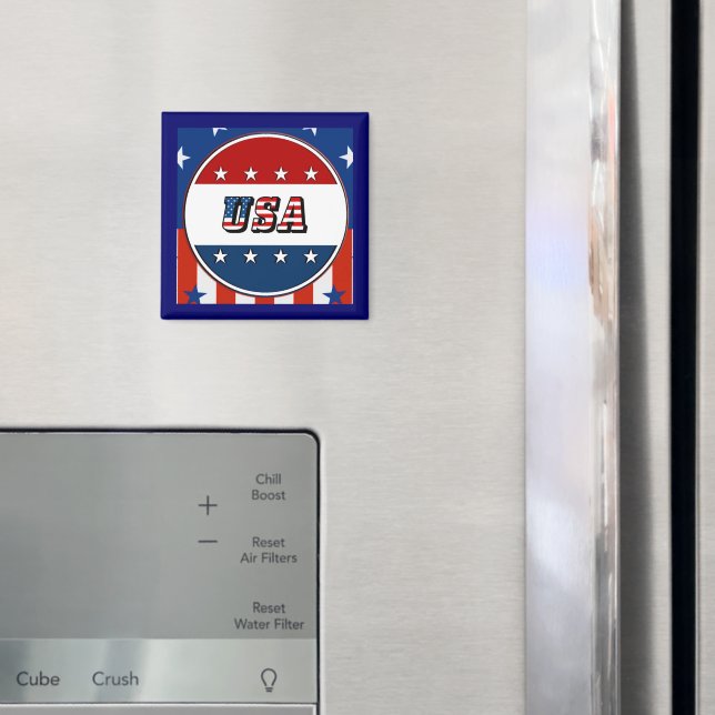 Imã EUA - Bandeira Americana e Estrelas no Círculo #2 (In Situ (Fridge))