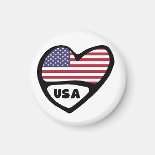 Imã EUA Country Code Flag Heart, Estados Unidos