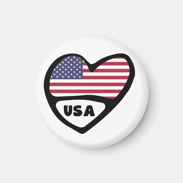 Imã EUA Country Code Flag Heart, Estados Unidos (Frente)