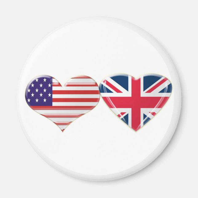 Imã EUA e Reino Unido Heart Flag Design (Frente)