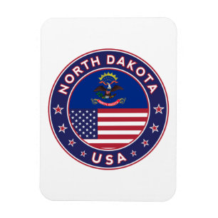 Ímã EUA_ESTADOS - WITH_FLAG_Dakota_Norte_circundar_wit
