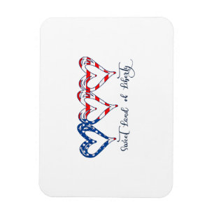 Ímã EUA Flag Patriotic Hearts 4 de julho Sweet Land o