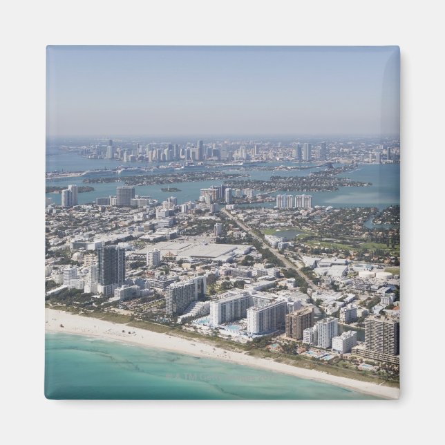Imã EUA, Flórida, Miami, paisagem urbana com praia 3 (Frente)