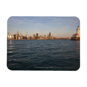 Ímã EUA, Illinois, Chicago, skyline da cidade sobre o