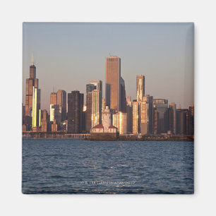 Imã EUA, Illinois, Chicago, skyline da cidade sobre o