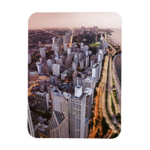 Ímã EUA, Illinois, Chicago, vista aérea do lago