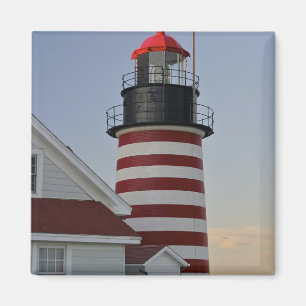 Imã EUA, Maine, Lubec. Farol West Quoddy Head,