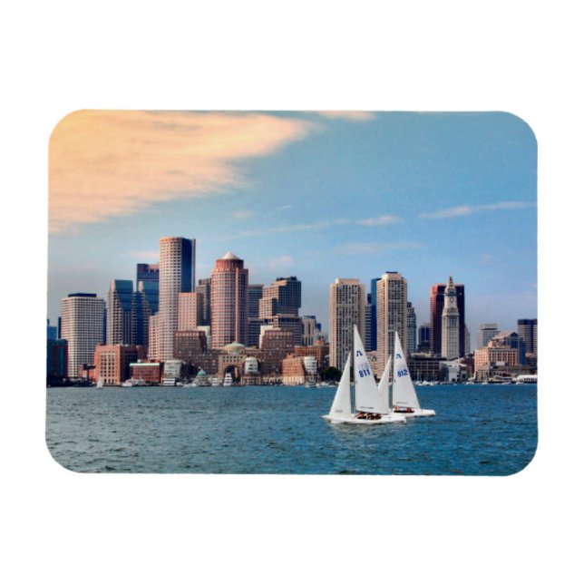 Ímã EUA, Massachusetts. Vista aérea da orla de Boston  (Horizontal)