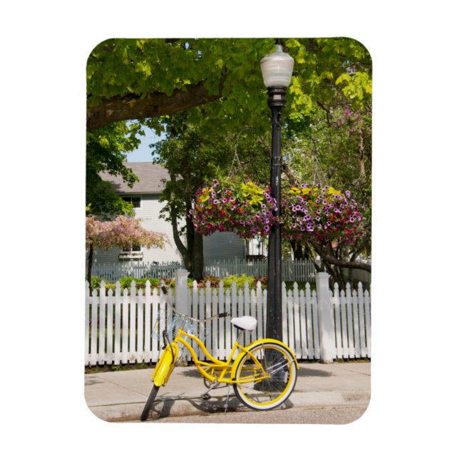 Ímã EUA, Michigan, Ilha Mackinac. Bike Amarelo (Vertical)