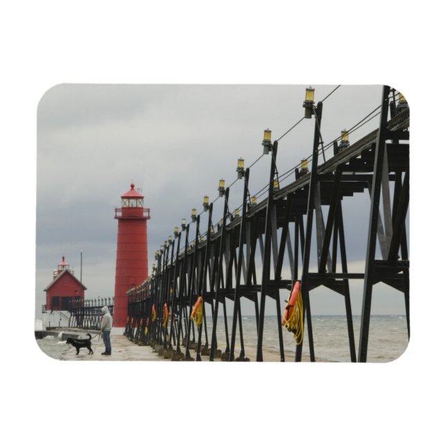 Ímã EUA, Michigan, Lake Michigan Shore, Grand Haven: (Horizontal)