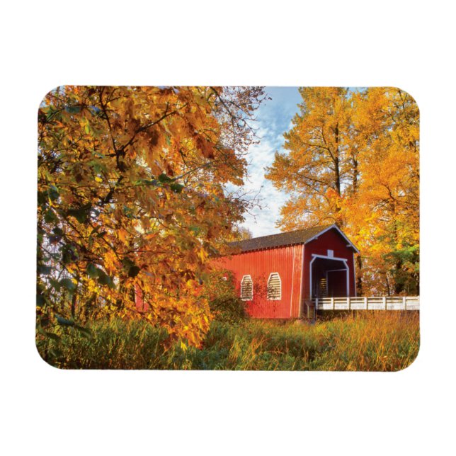 Ímã EUA, Oregon. Shimanek Covered Bridge De Manhã (Horizontal)