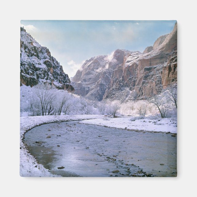 Imã EUA, Utah, Zion NP. Novos cobrir de neve no desfil (Frente)