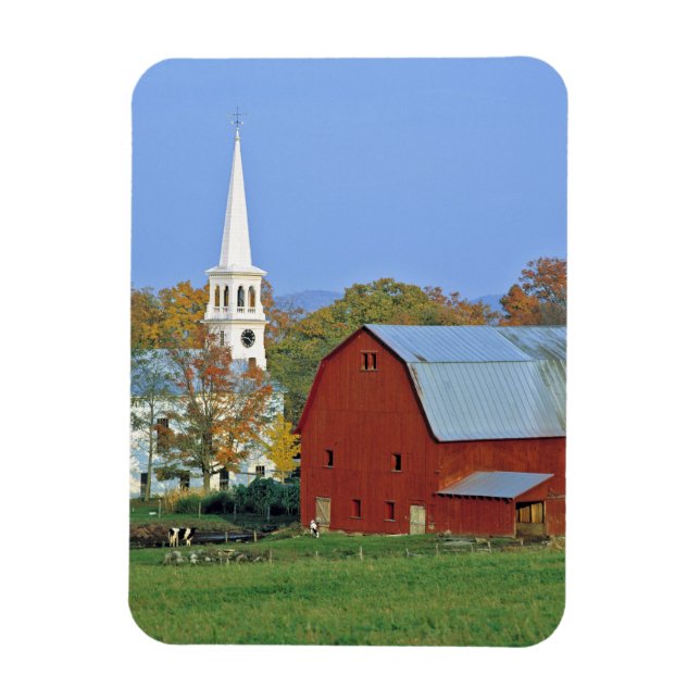 Ímã EUA, Vermont, Peacham. Um celeiro vermelho e branc (Vertical)