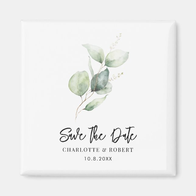 Imã Eucalipto Botânico Guardar a Data (Frente)