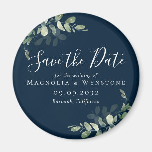Imã Eucalyptus Wedding Save The Date Magnet