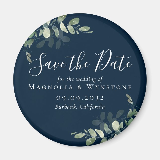 Imã Eucalyptus Wedding Save The Date Magnet (Frente)