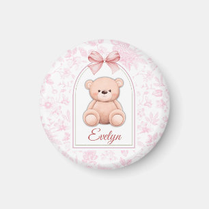 Imã Evelyn   Design de Enfermeiro de Urso Rosa Persona