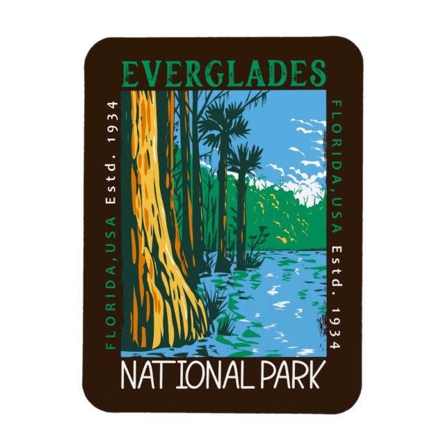 Ímã Everglades National Park Florida - Flórida Retro (Vertical)
