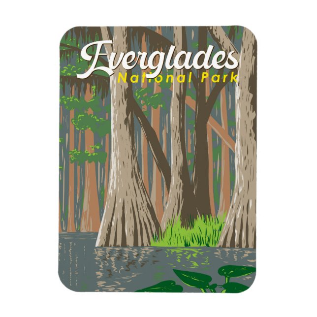Ímã Everglades National Park Illustration Viagem Art (Vertical)
